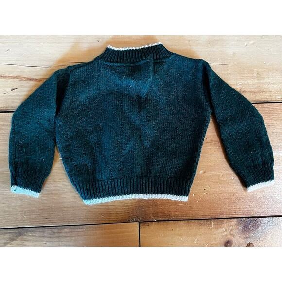 Vintage Dupont Acrylic Baby Cardigan Sweater.Green w/white trim.See measurements - Picture 2 of 8